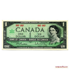 1$ CONMEMORATIVO DEL CENTENARIO DE LA FEDERACIÓN CANADIENSE 1967, UNC