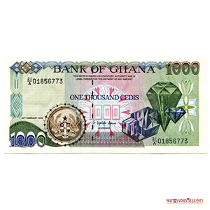 BILLETE DE 1.000 CEDIS DE GHANA 1996 EN ALTO GRADO DE CONSERVACIÓN