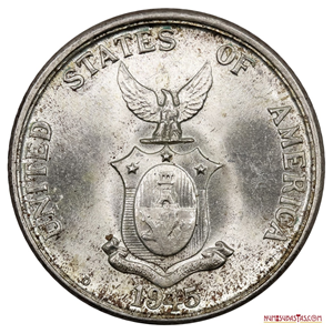 SOBERBIOS 20CENTAVOS DE PLATA 1945D DE LA OCUPACIÓN DE USA EN FILIPINAS, ALTO GRADO