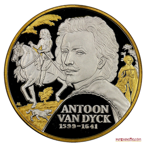 HERMOSA MEDALLA EN PLATA PROOF CON DORADO SELECTIVO, ANTOON VAN DYCK