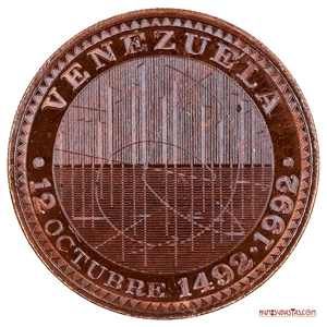 PRUEBA DEL ANVERSO DE LA MEDALLA DE JESUS SOTO POR EL V CENTENARIO DEL DESCUBRIMIENTO DE AMÉRICA