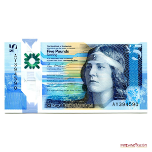5 LIBRAS ESTERLINAS, POLÍMERO, DEL BANCO REAL DE ESCOCIA AÑO 2016