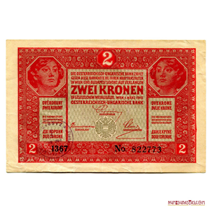 BILLETE AUSTRIACO DE 2 KORONA DEL AÑO 1917 EN ALTO GRADO DE CONSERVACIÓN