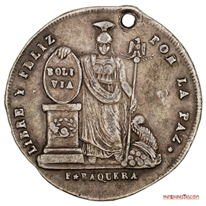 PROCLAMA DE 2 SOLES DE PLATA 1855 AL PROTECTOR DE LAS INSTITUCIONES BELZÚ