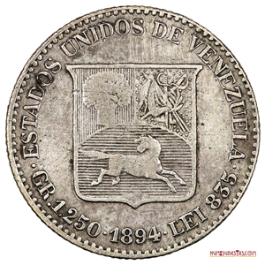 MEDIO O 25CTS DE PLATA DEL AÑO 1894