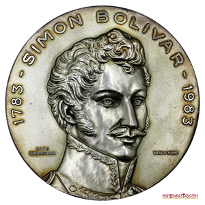IMPONENTE MEDALLÓN EN PLATA, BICENTENARIO DEL LIBERTADOR, 1983
