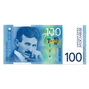 100 DINARES DE YUGOSLAVIA DEL AÑO 2000 CON NICOLA TESLA EN ALTO GRADO