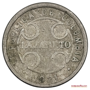2 CENTAVOS DE 1921 DE LAS LEPROSERÍAS DE COLOMBIA