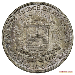 BELLO REAL DE PLATA O MONEDA DE 50 CÉNTIMOS DEL AÑO 1946