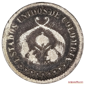 MONEDA DE PLATA DE 1 DECIMO ACUÑADA EN BOGOTÁ E 1864