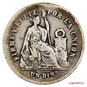 DINERO DE PLATA PERUANO DEL AÑO 1875 YF