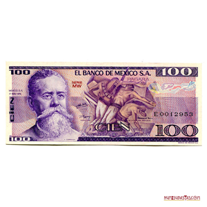 BILLETE DE 100 PESOS MEXICANOS DE 1979 EN ALTO GRADO DE CONSERVACIÓN