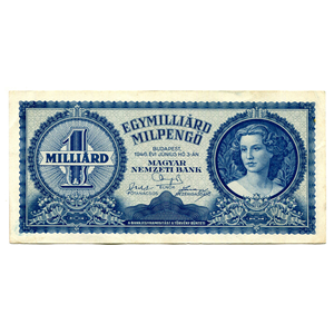 ESPECTACULAR BILLETE INFLACIONARIO DE 1.000.000.000 DE MILPENGOS O 1.000.000.000.000 DE PENGOS