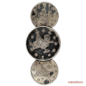 BROCHE DE CORBATA CON 3 MONEDAS TURCO OTOMANAS DE PLATA DE 1903