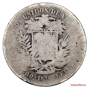 ½ VENEZOLANO O 5 REALES DE PLATA DEL AÑO 1874