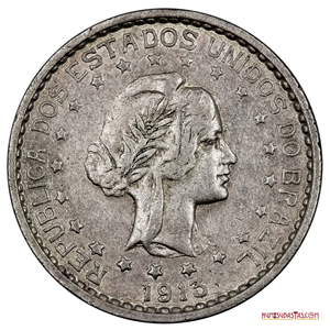 MONEDA DE PLATA DE 500 REIS DE BRASIL DE 1913 EN ALTO GRADO DE CONSERVACIÓN