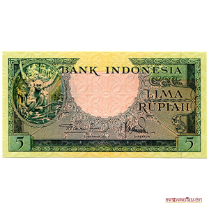 DIFICIL BILLETE DE INDONESIA DE 5 RUPIAS DEL AÑO 1957
