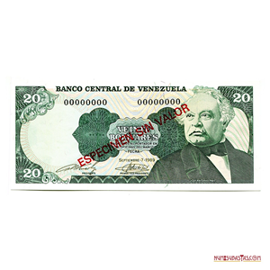 ESPECIMEN SIN VALOR DE 20BS DE SEPTIEMBRE-7-1989