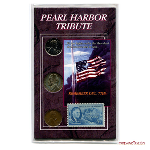 SET DE MONEDAS Y ESTAMPILLAS EN TRIBUTO A PEARL HARBOR