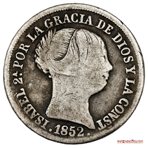 2 REALES DE PLATA ACUÑADOS EN MADRID EN EL AÑO 1852