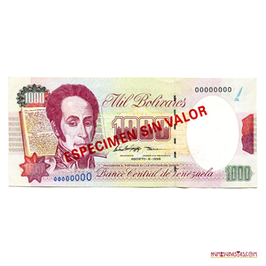 ESPECIMEN SIN VALOR DE 1.000BS DE AGOSTO-6-1998