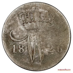 ESCASO 10 CENTS DE PLATA DE 1826 DE LOS PAÍSES BAJOS