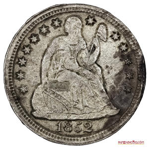 DIME DE PLATA DE USA ACUÑADA EN EL AÑO 1852