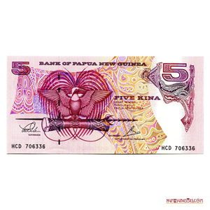 HERMOSO BILLETE DE 5 KINA DE PAPUA NUEVA GUINEA DEL AÑO 1992