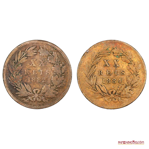 DOS MONEDAS DE 20 REIS DE PORTUGAL AÑOS 1882 Y 1884