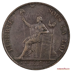 MONEDA DE CONFIANZA DE 2 SOLS REVOLUCIONARIOS FRANCESES DE 1796