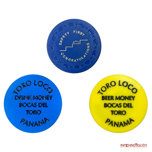 LOTE DE 3 FICHAS: DOS DE TORO LOCO;  AZUL (TRAGO) Y AMARILLA (CERVEZA), ADEMÁS UN SAFETY AWARD PANAMÁ CANAL