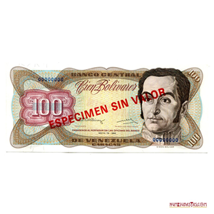 ESPECIMEN SIN VALOR DE 100BS DE MAYO – 12 - 1992