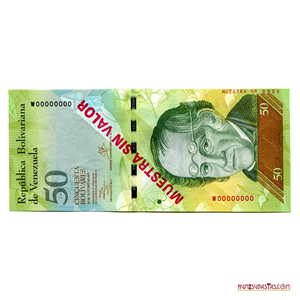MUESTRA SIN VALOR DEL BILLETE DE 50BSF DEL 29 DE OCTUBRE DE 2013, SERIE W8