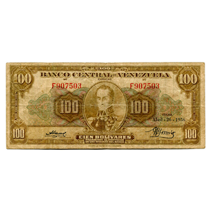 BILLETE DE 100BS DE ABRIL-26-1956 SERIE F6