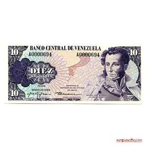 SERIAL BAJO DE 10BS CONMEMORATIVO DE 1980, SERIAL A0000694