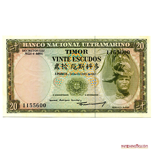 BILLETE COLONIAL PORTUGUÉS DE 20 ESCUDOS DE TIMOR AÑO 1967