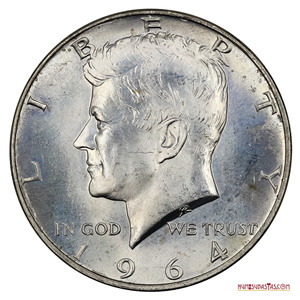 HERMOSO ½$ DE PLATA 1964 CON EL BUSTO DE JOHN F. KENNEDY