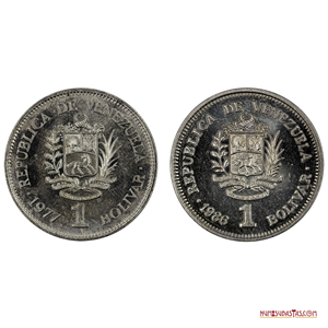 PAREJA DE BOLÍVARES DE 1977 Y 1986 EN ALTO GRADO DE CONSERVACIÓN, ESCASAS ASÍ