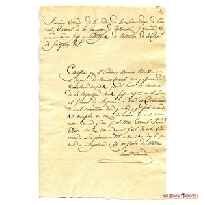 CARTA DE FRANCISCO CONDE DE LA ORDEN DE LIBERTADORES, CERTIFICANDO EL DESPACHO DE TENIENTE CORONEL DE CABALLERÍA DE BENANCIO RÍO BUENO, 1823