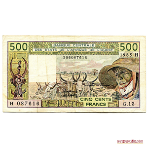 ESCASOS 500FRANCS EMITIDOS PARA NÍGER BAJO LA FEDERACIÓN DEL OESTE