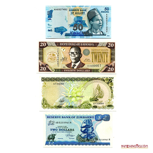 LOTE DE 4 BILLETES VARIADOS DE ÁFRICA EN ALTO GRADO DE CONSERVACIÓN