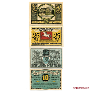 LOTE DE 4 NOTGELDS ALEMANES DE 1918 A 1922