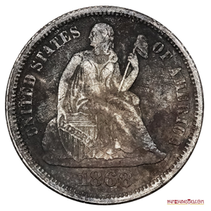 DIME DE PLATA DEL AÑO 1868
