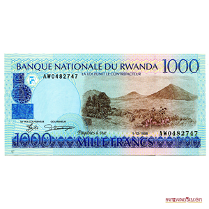 DIFICIL Y EN ALTO GRADO, 1.000 FRANCS DE RUANDA AÑO 1998