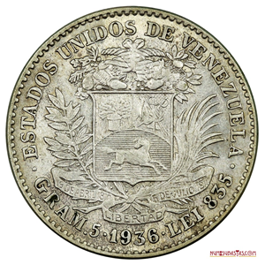 BOLÍVAR DE PLATA DE 1936 EN ALTO GRADO DE CONSERVACIÓN