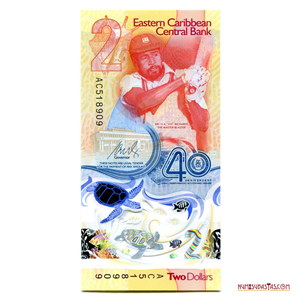 MEJOR BILLETE DEL 2023, POLÍMERO DE 2$ EASTERN CARIBBEAN CONMEMORATIVO