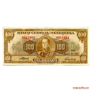 BILLETE DE 100BS DE AGOSTO-8-1967 SERIE T7