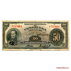 BILLETE DE 50BS DE ABRIL-17-1958 SERIE F6