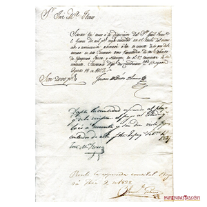 ORDEN DE PAGO. FIRMAS AUTÓGRAFAS DE FRANCISCO ESTEBAN GÓMEZ, JUAN DE DIOS OLANO Y JOSÉ MARÍA FLORES