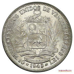 BELLO 2BS DE PLATA DE 1945 EN ALTO GRADO DE CONSERVACIÓN
